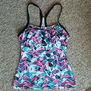 Muti color Charm Leaks razorback tankini size xs.